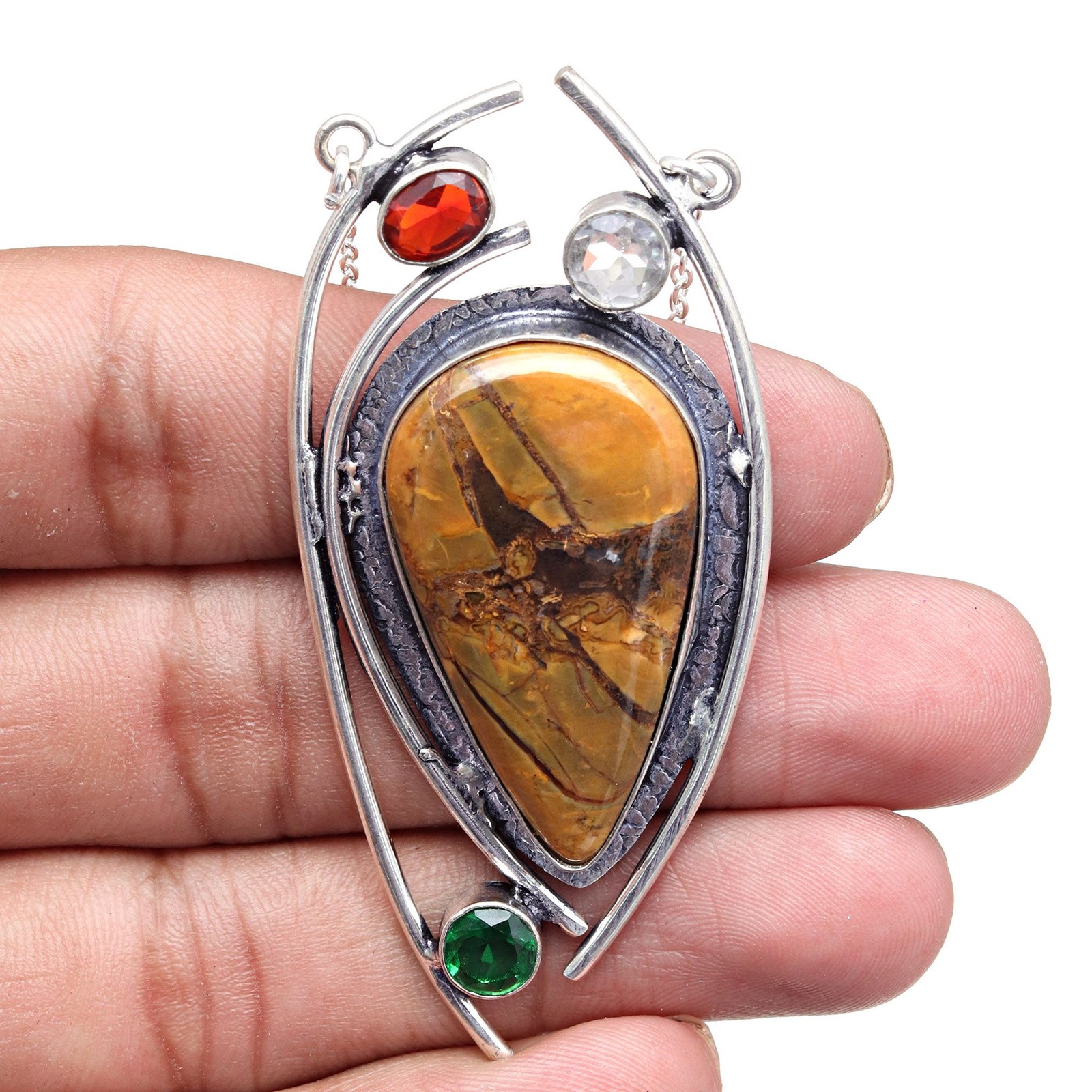 Yellow Jasper Emerald Gemstone Mother's Day Jewelry Necklace 20 in