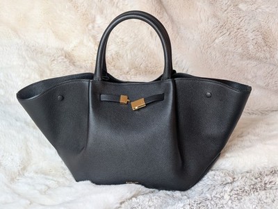 LNWT Elegant DeMellier Midi New York Black Leather Tote Bag