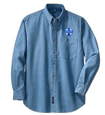 AT SF Santa Fe Blue Cross Long Sleeve Embroidered Denim den16LS 