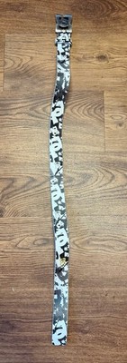 Vintage Y2K DC Shoes Skateboarding White AOP Belt Silver Buckle - Men's Medium