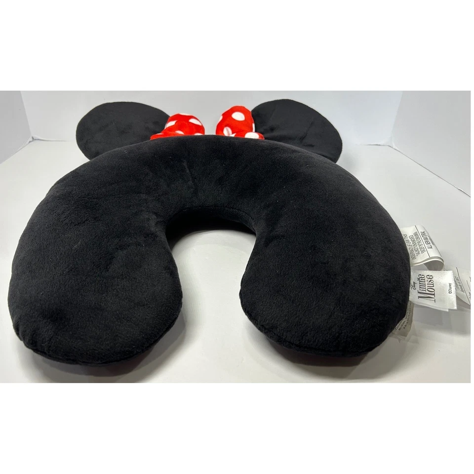 Disney Minnie Mouse Travel Neck Pillow Black Red Polka Dot Bow Kids - Image 2 of 4