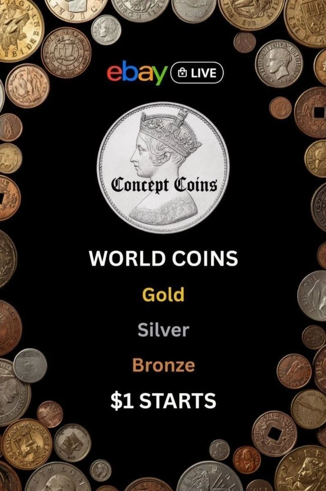 WORLD COIN AUCTION - $1 Starts Gold Silver Bronze + Mint Sets & Bullion