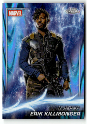Topps Marvel Studios Chrome 2025 No. 85 Erik Killmonger N'Jadaka Blue Raywave