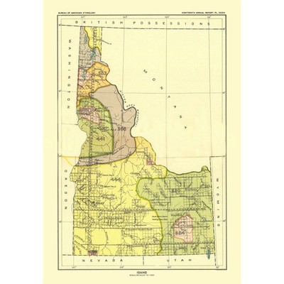 Historic State Map - Idaho - Hoen 1896 - Vintage Wall Art