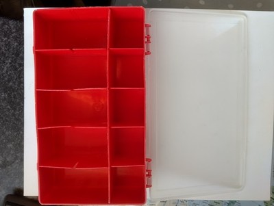 aufbewahrungsbox, rot mit Fächern, gebraucht
