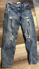Abercrombie Kids Girls High Rise Mini Mom Jeans Distressed Size 11/12