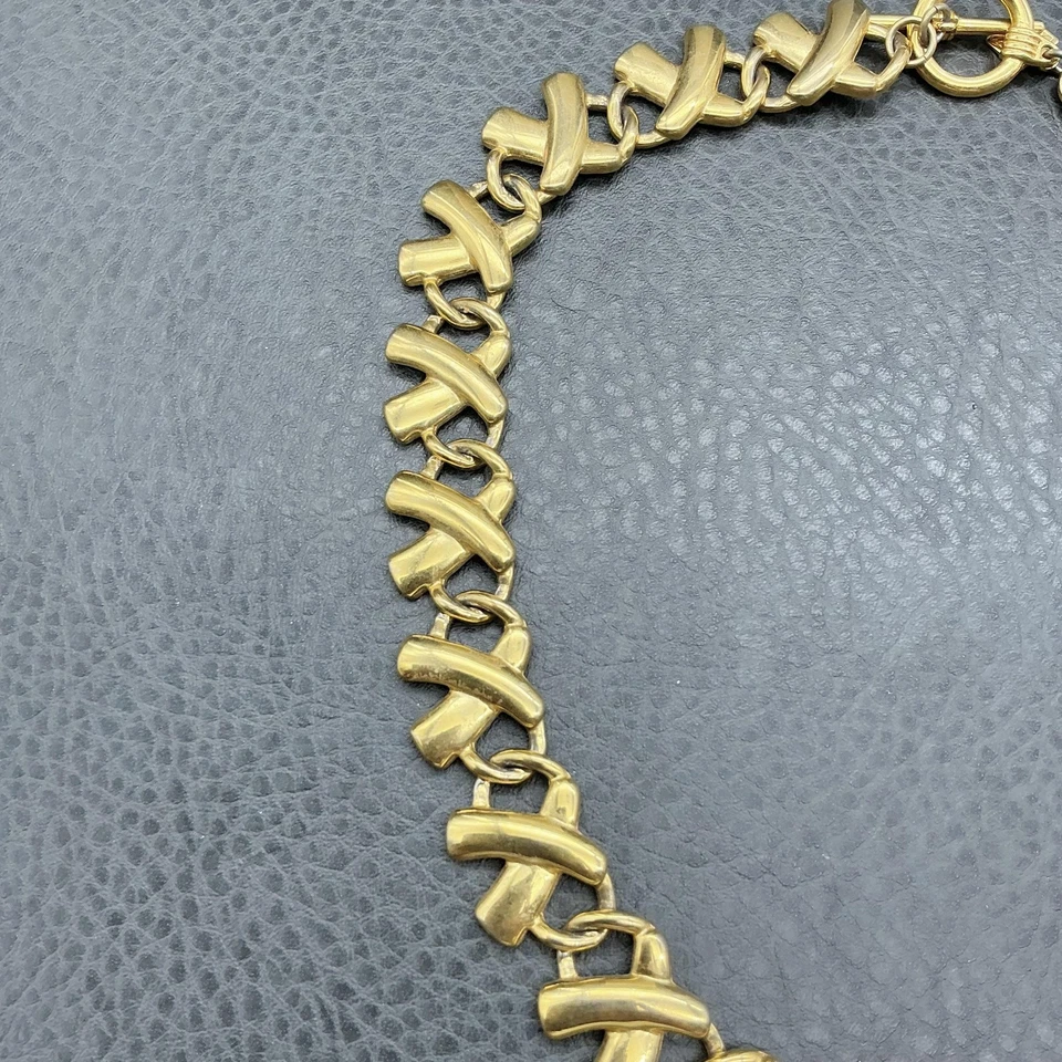 Collar Anne Klein Mujer Tono Dorado X Eslabón Grueso Collar Distintivo Cadena Firmada Foto 4 de 4