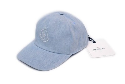 Moncler Unisex Light Blue Denim Baseball Cap Logo Embroidery NWT