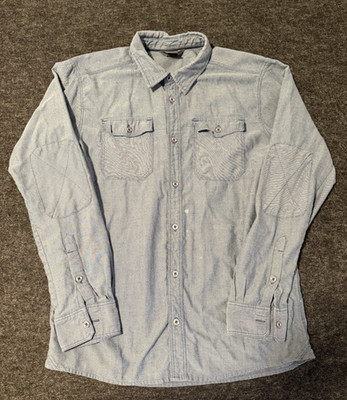 Outdoor Research Elbow Patch Shirt Mens L Blue Hiking Button Up