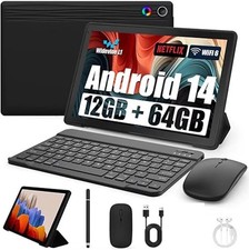 10.1 Zoll Tablet Android 14 A10L, 10 GB + 64 GB 1280x800 IPS Dual Kamera Schwarz