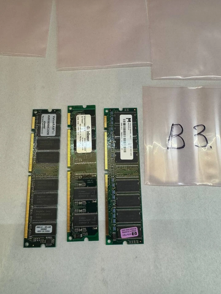 Vintage 3x 256MB PC100/133 SDRAM – Kingston, Infineon, Micron – Untested - Image 2 of 4