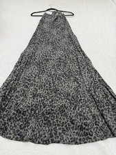 Old Navy Midi Dress Women Black Leopard Halter Vacay Resort Beach Size Medium