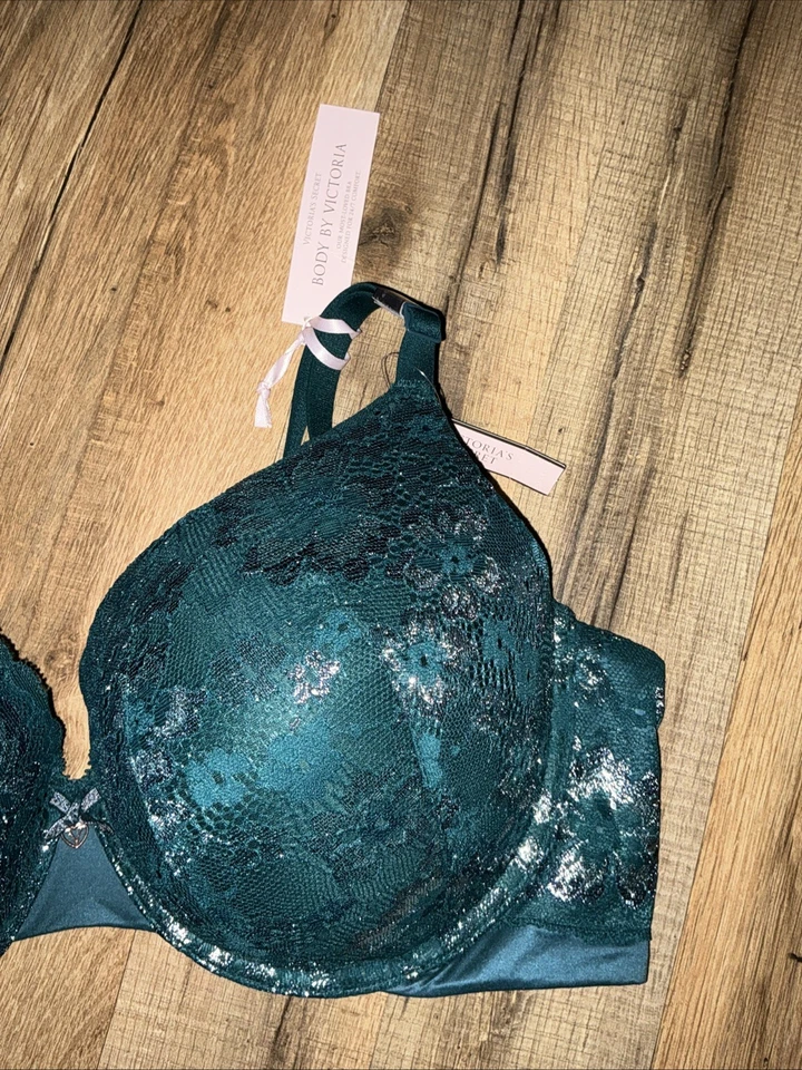 Sujetador push up VS body by VICTORIA Shine detalle encaje 40D verde brillante nuevo con etiquetas Foto 4 de 4