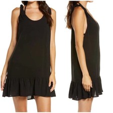 Chelsea28 Swim Coverup Womens XS Black Sheer Tayla Side Tie Mini Sleeveless Chic