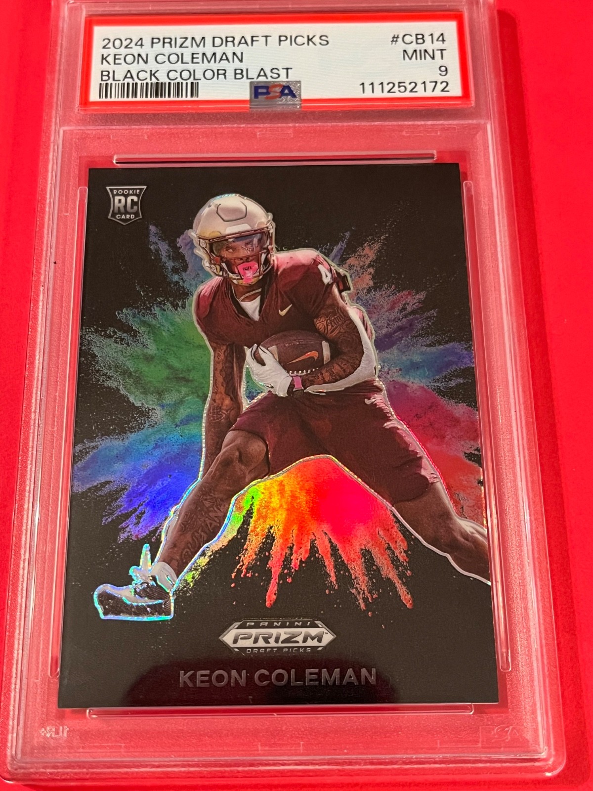 2024 PANINI PRIZM DRAFT PICKS BLACK COLOR BLAST #CB14 KEON COLEMAN PSA 9🔥🔥🔥