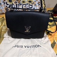 Louis Vuitton Black Shoulder Bag Turn Lock Silver Hardware with Dust Bag