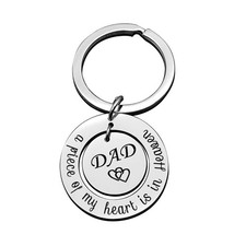 Heartfelt Dad Memorial Keychain - A Piece of My Heart in Heaven Silver Jewelry