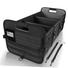 Car Trunk Organizer for SUV - 105L Collapsible Tactical MOLLE X-Large Black