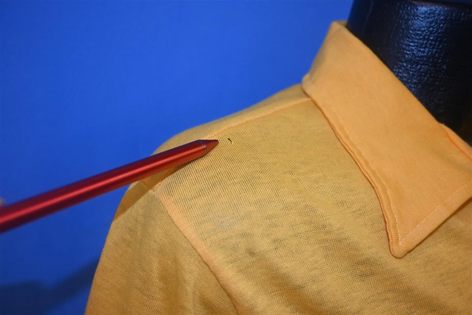 Винтажная рубашка-поло 70-х OP OCEAN PACIFIC ЖЕЛТАЯ В ПОЛОСКУ С БОЛЬШИМ ВОРОТНИКОМ ДЛЯ СЕРФИНГА БОЛЬШОЙ РАЗМЕР L  - Изображение 4 из 4