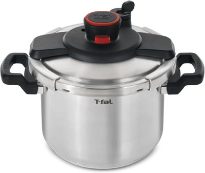 T-Fal Clipso Stainless Steel Pressure Cooker, 6.3 Quart, Recipe Book, Steam Bask
