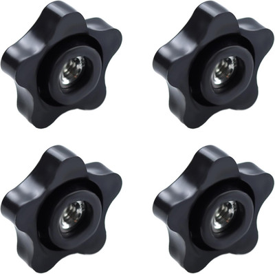 4Pcs 5/16''-18 Star Knobs Clamping Handle Nut, Black Plastic Thru Hole Star Knobs