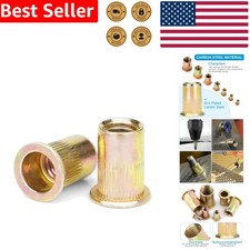 Robust M4 Rivet Nuts 100 Pcs Carbon Steel Flat Head Knurled Versatile Fastener