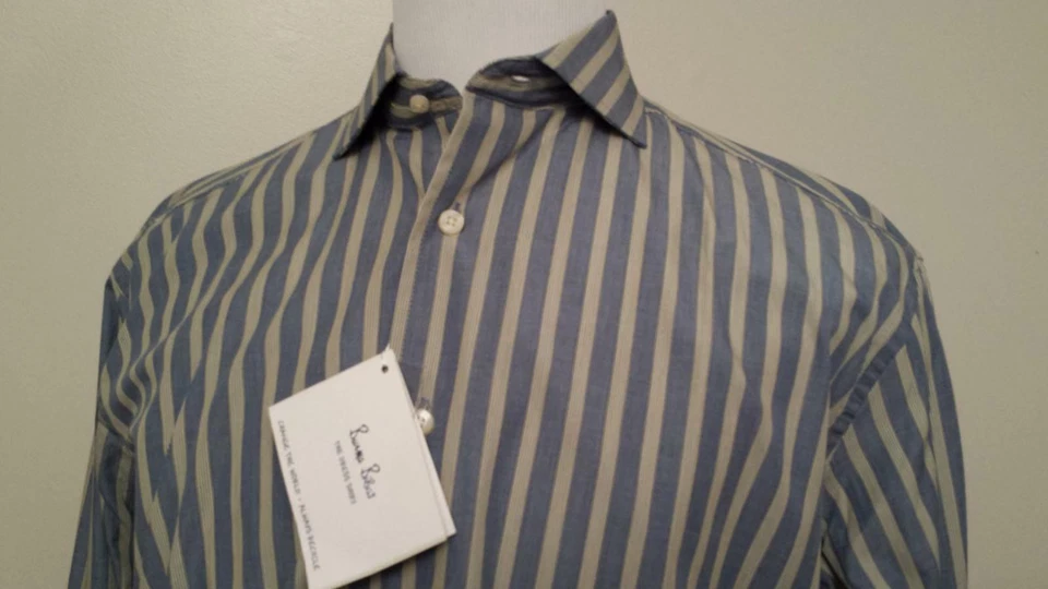 Camisa de vestir Birmania Bibas para hombre 16,5-32/33 cuello extendido rayas algodón  Foto 3 de 4