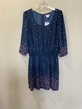 Anthropologie Cooperative Blue Geometric Print Dress With Pockets Size Large