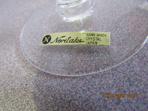 Noritake Hand Blown Glass Rainbow Green Goblet Platinum CRYSTAL lot of 6 - Picture 2 of 5