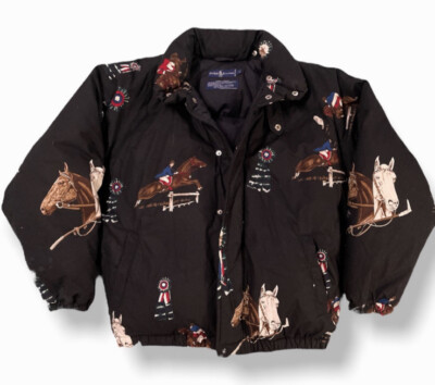 Polo Ralph Lauren Large Black Equestrian Puffer Jacket VtG Rodeo