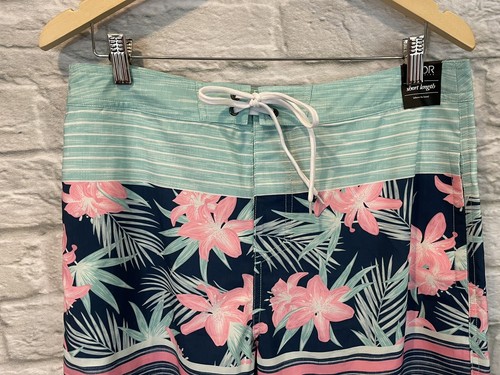"Nuevo sin etiquetas baúles de baño de longitud corta floral a rayas para hombre talla L/34" - Imagen 2 de 6