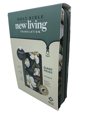 NLT Compact Giant Print Zipper Bible (LeatherLike, Magnolia