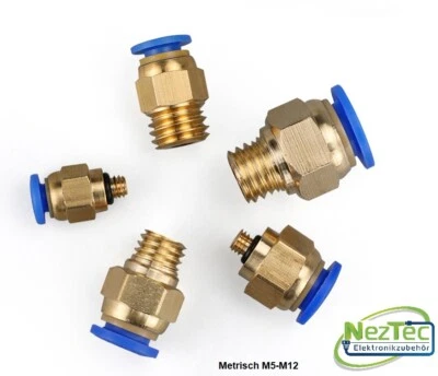Pneumatik Druckluft Steckverschraubung 4-8mm Metrisch M5 M6 M8 M10 M12 - Bild 1 von 4