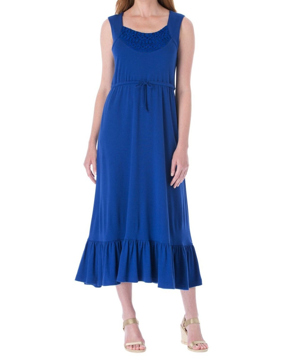 Woman Within Plus Size Dark Sapphire Sleeveless Crochet Flounce Hem Dress  Sz 4X | eBay