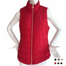 Michael Kors Puffer Quilted Vest Jacket MK Charm Womens Size M L XL Red Black Bl
