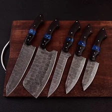 Professional Handmade FORGED Damascus Steel CHEF KNIFE Set Kitchen Knives Set