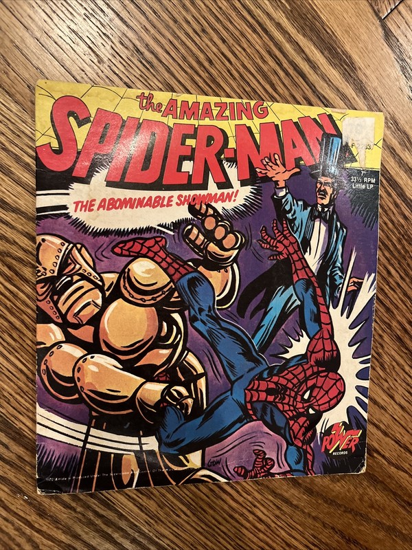 Amazing Spiderman Abominable Showman Book Record Marvel Comics 33 1/2 RPM 7”!