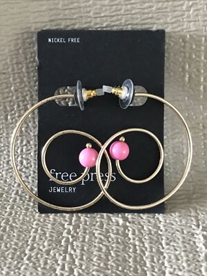 Nordstrom Free Press Jewelry Goldtone Hoop Earrings Nickel Free NEW