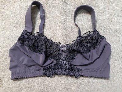 Curve Muse Plus Sz 36D Minimizer Bra Unlined Wirefree Lace Embroider Gray Black | eBay