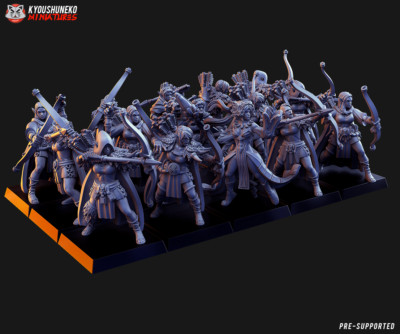Forest Scouts Female Elf Archer, Wargames DnD RPG Fantasy Proxy Elf Miniatures