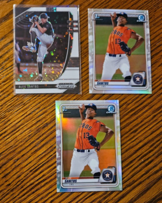 Alex Santos -2020 Draft Picks White Donut Circle #/50 +(2) 2020 Bowman Refractor