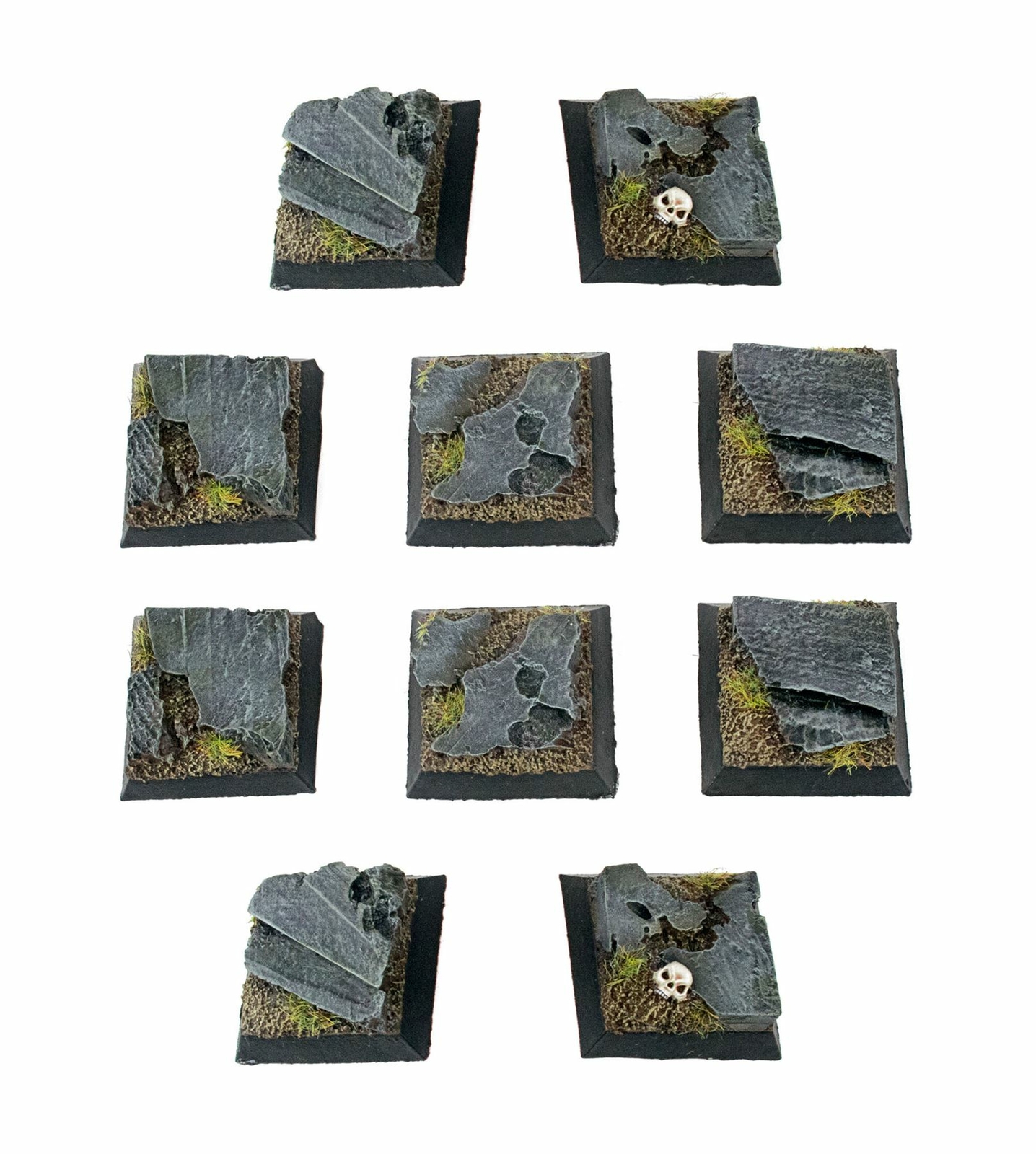 WWG Fantasy Battlefield 25mm Square Rocky Bases x 10 - 28mm Wargaming Miniature