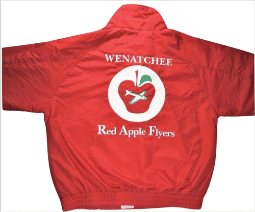 Vintage Jacket XL Red Apple Flyers Wenatchee Aviation Plane Jet Drone Flight Air - Bild 9 von 9