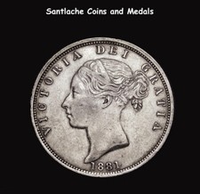 1881 QUEEN VICTORIA YOUNG HEAD SILVER HALFCROWN - High Grade Coin