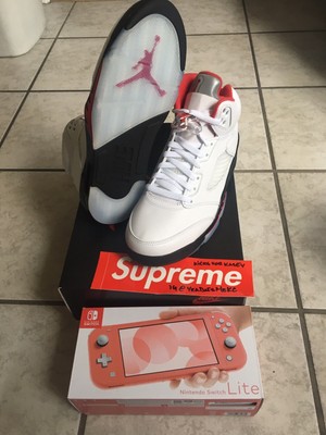 jordan 5 white and red
