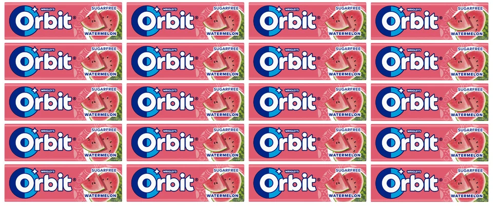 30 WRIGLEY'S ORBIT WATERMELON 风味无糖咀嚼口香糖包 14 克 0.49 盎司 — 第 2/4 张图片