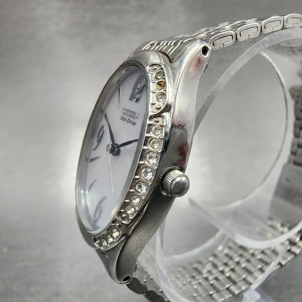 Citizen Eco-Drive Watch Women 22mm MOP Dial Stainless Steel Oval