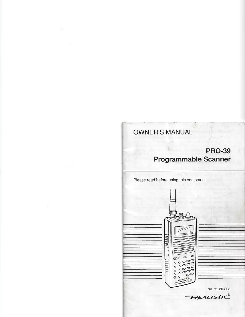 Realistic Pro-39 scanner manual, original