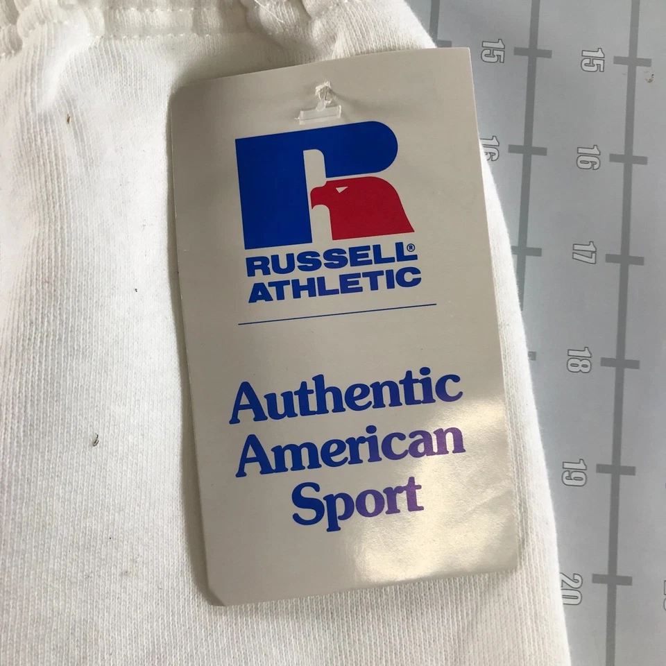 Pantalones deportivos Russell vintage para hombre medianos gruesos blancos en blanco 50/50 hechos en EE. UU. Foto 4 de 4