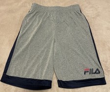 EUC Boys FILA Athletic Shorts Youth XL 18/20 Gray w/ Navy side stripe Logo